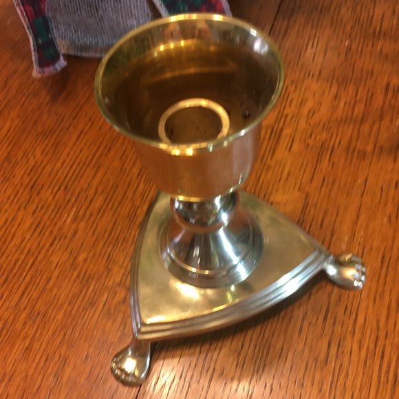 Vintage Brass Claw Footed Candleholder - Picture 7 of 13